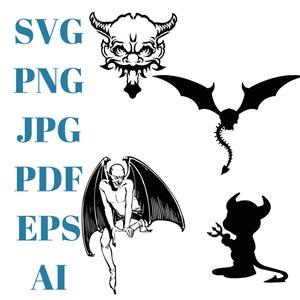Demon SVG Bundle | Devil Svg Bundle | Cut File For Cricut | Silhouette  | Clipart | Vector | Succubus | Pdf | Png | Ai | Eps | Jpeg