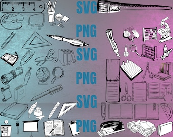 Mais de 150 pacotes SVG escolares | De volta às aulas SVG Professor Svg Clipart | Arquivos de corte da escola infantil | Material escolar Cricut silhueta corte arquivo PNG