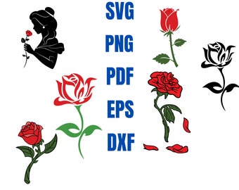 ROSE SVG Bundle, Rose Flower svg, valentine rose, Roses Vector Svg, rose silhouette, cricut svg, Rose png bundle, ai, jpg, pdf