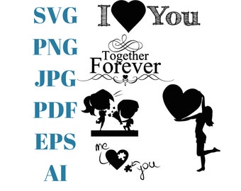 LOVE SVG Bundle | Valentinstags-Svg-Bundle | Herz-Svg | Liebhaber svg | Sofortiger digitaler Download | Pdf, Eps, Png, Jpeg, Ai, SVG