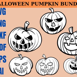 Halloween Pumpkin SVG Bundle | Halloween Pumpkins Clip Art Png Svg Pdf Ai Dxf Eps | Cute Pumpkin Bundle