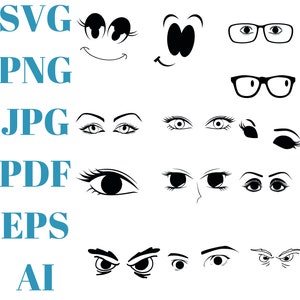 Eyelashes and Brows svg bundle, Woman face winking eye, Eyelashes Girl SVG, Cartoon Eyes, Clip Art, png, pdf, ai, jpg
