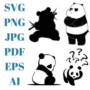 Panda Bear SVG Bundle | Cute Panda Png |Svg | Mama Panda Bear Svg Cut Files for Cricut | Digital Download | SVG | Pdf | AI | Eps |Png | Jpeg
