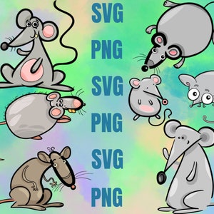 Petite souris colorée Cartoon Bundle SVG pour fichier de coupe | Fichier de coupe animaux | Fichiers Svg et Png de la souris