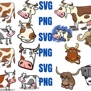 Cow SVG Bundle | Cow Colored SVG Bundle | Farm Animals Svg Png | Instant Download