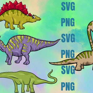 Cute Dinosaur SVG Bundle 4 Pcs PNG | Instant Download | Svg Files For Cricut | Png Sublimation Design, High Quality Digital Download