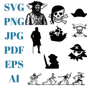 Pirate Crew SVG | Pirate style graphics Svg Dxf EPS Png Files for Cricut, Silhouette, Digital Clipart, Cut File | Pirate Typography Design