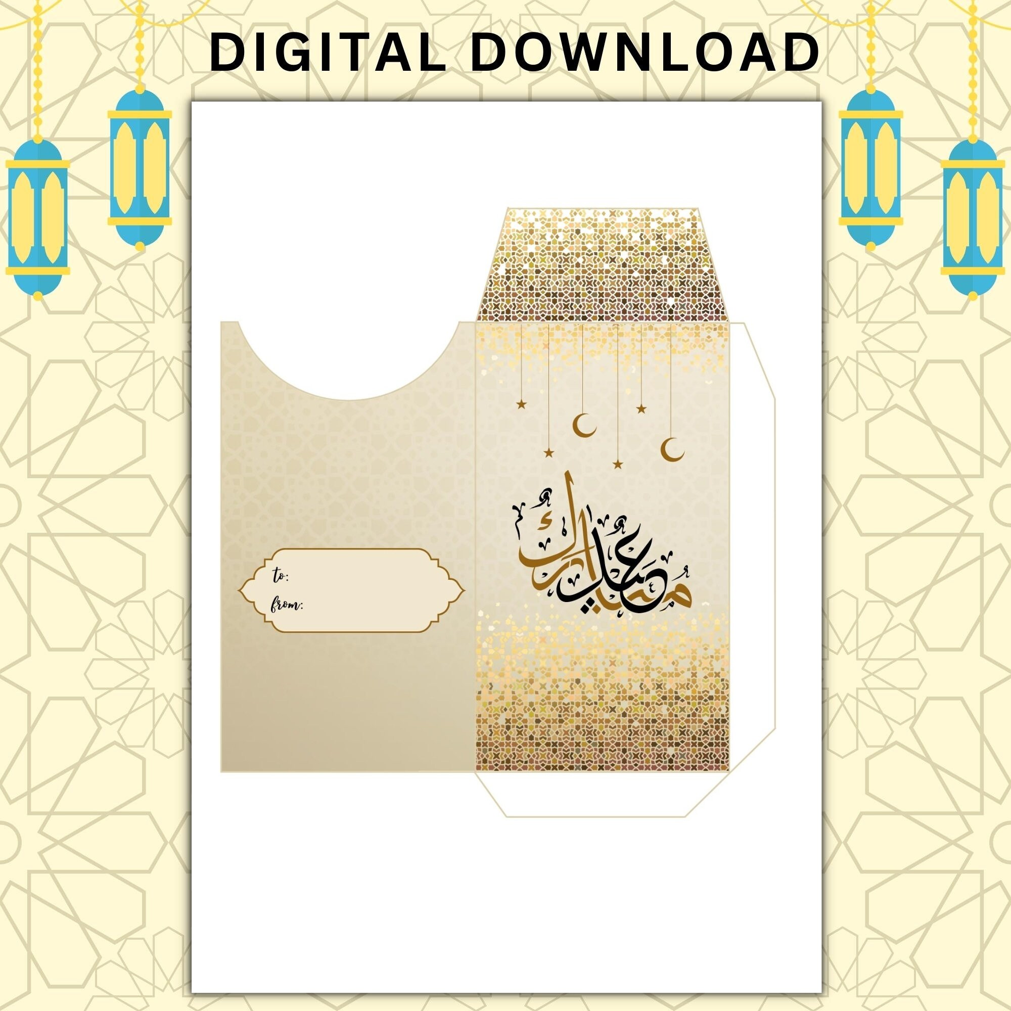 Printable Eid Mubarak Gift Money Envelope,6 Envelope,digital Download ...
