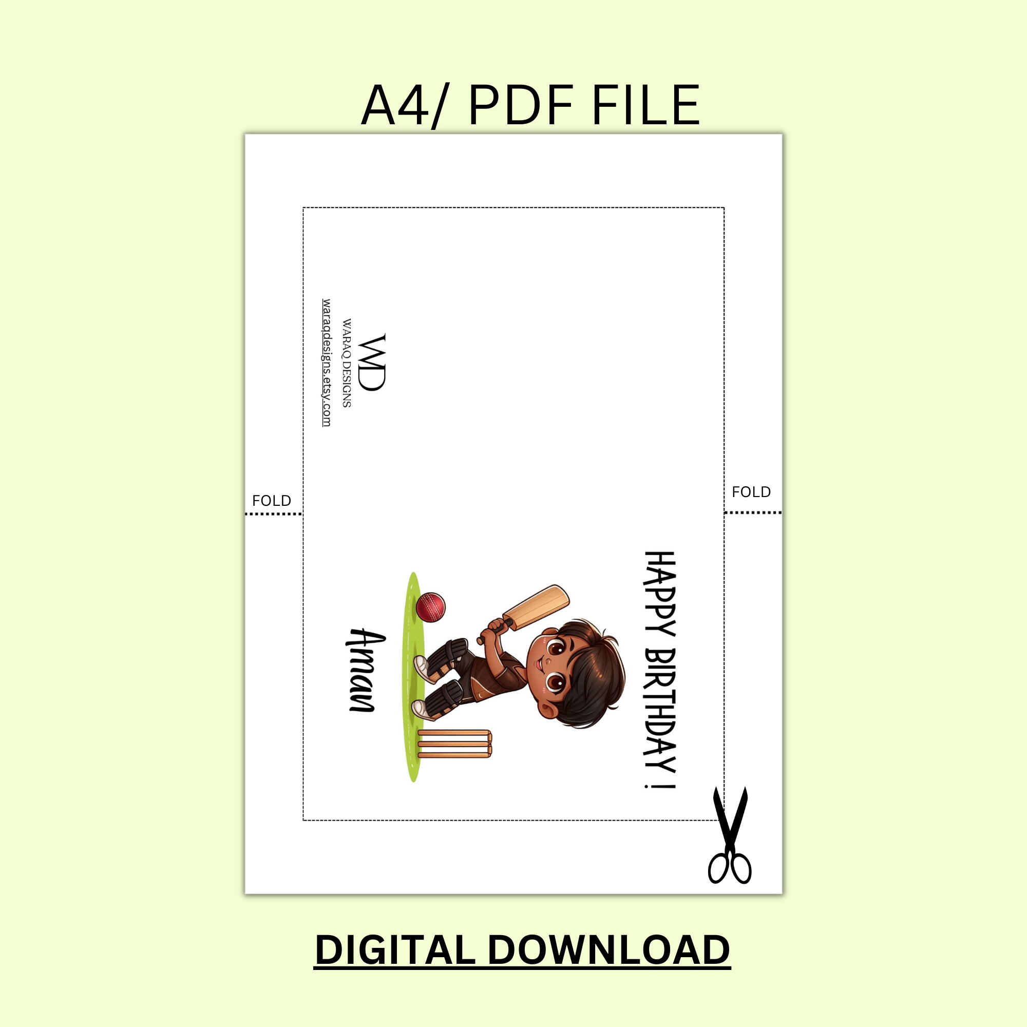 Cricket Gift Card Birthday Card for Kids Cricket Gift Birthday for Boy ...