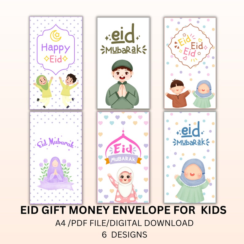 Eid Mubarak Money Envelope Printable Gift for Kids 6 Envelope 6 ...