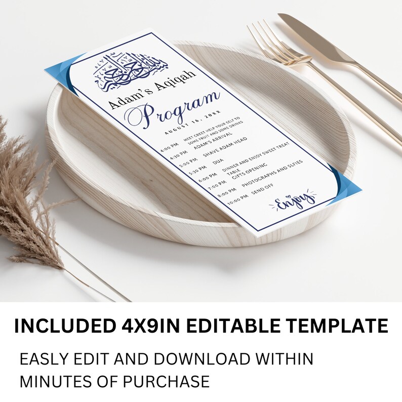 Editable Baby Shower Program Details Card Template Aqiqah Boy Party ...