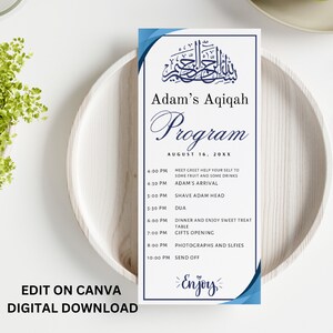 Editable Baby Shower Program Details Card Template Aqiqah Boy Party ...
