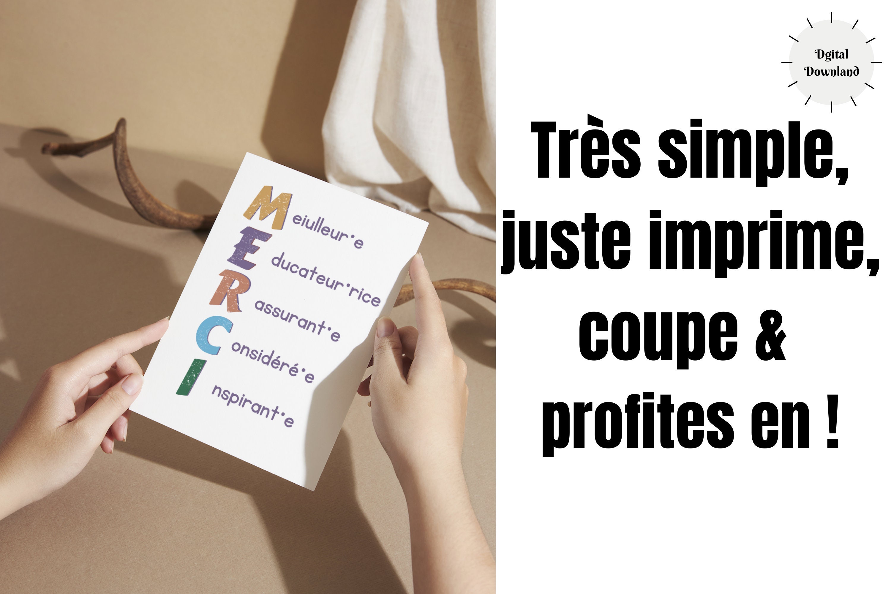 Carte De Remerciement Nounou, Maîtresse MERCI, Chaque Lettre Correspond