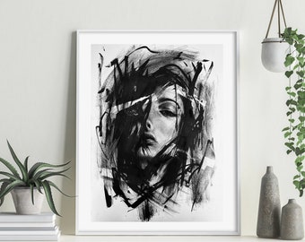 Charcoal Portrait Fine Art Print Wall Decor