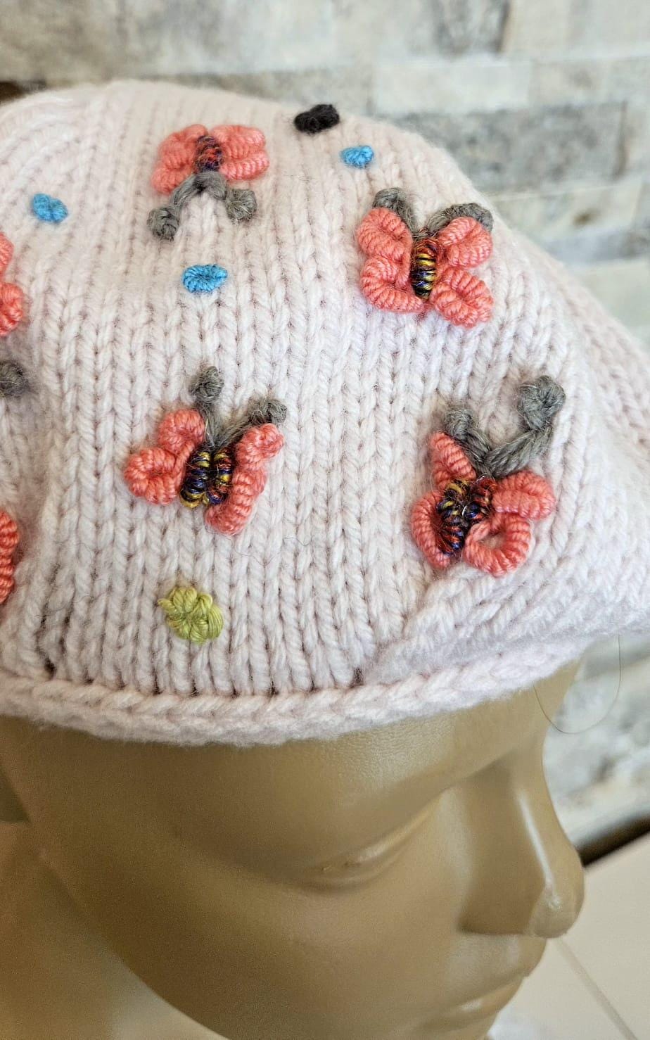 8535 Flower Embroidery Summer Knit Beret Hat French Style Artist Cap Amazon.com: Flower Embroidery Beret Hat for Women, French  main image 3