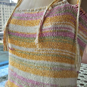 Handmade Knitted Colorful  Crop Top – Boho Summer Knitwear – Festival Outfit – Beach wear, – Custom Color Halter Top- Big loop Crop Top