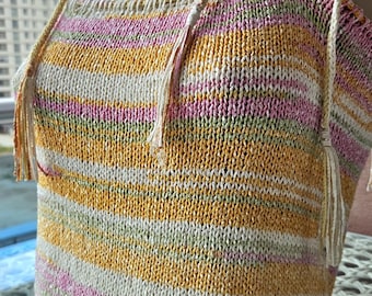 Handmade Knitted Bamboo Crop Top: Boho Festival Halter Top