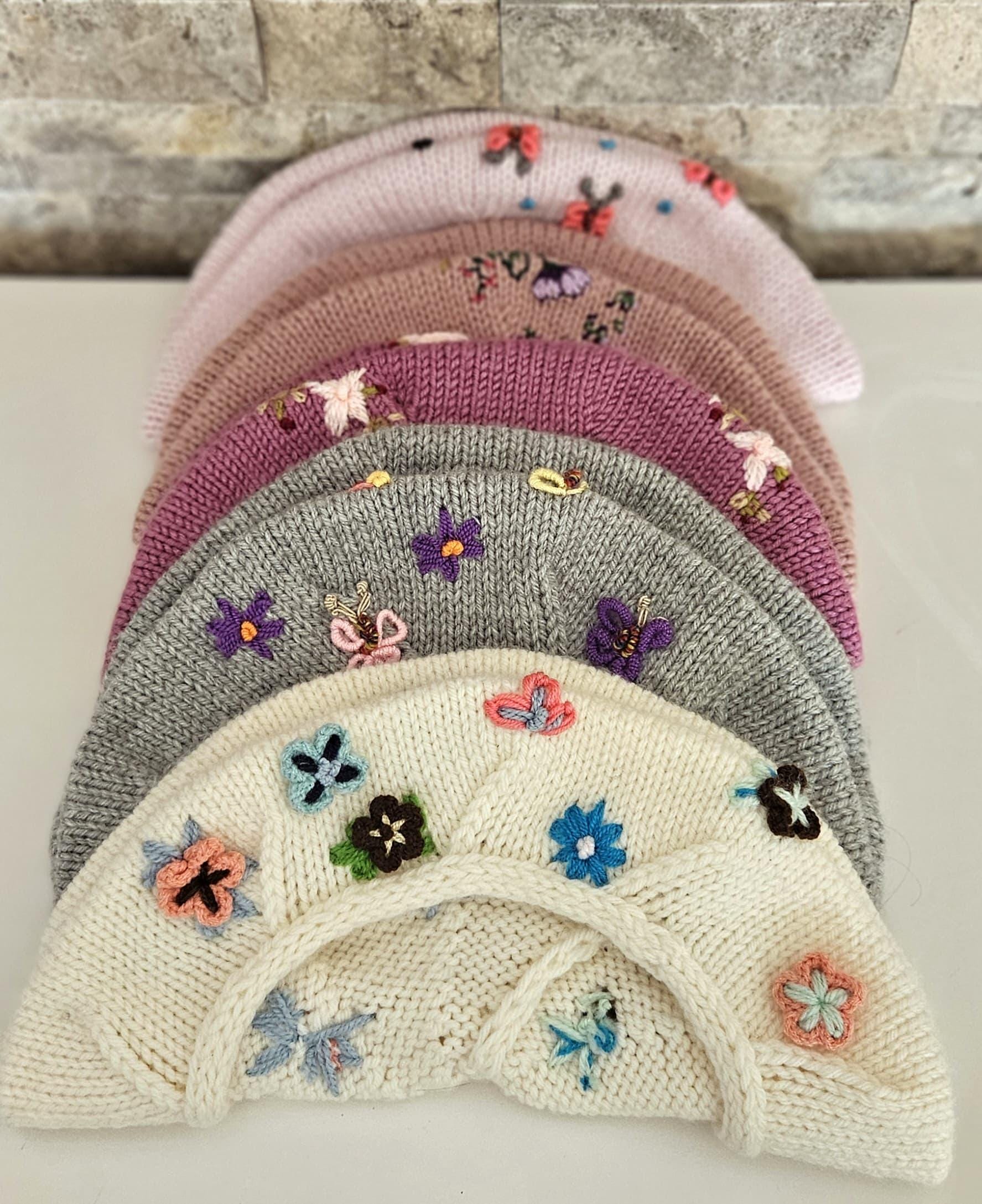 Handmade Floral Beret: Knitted French Style Painter Hat - Etsy display picture 1