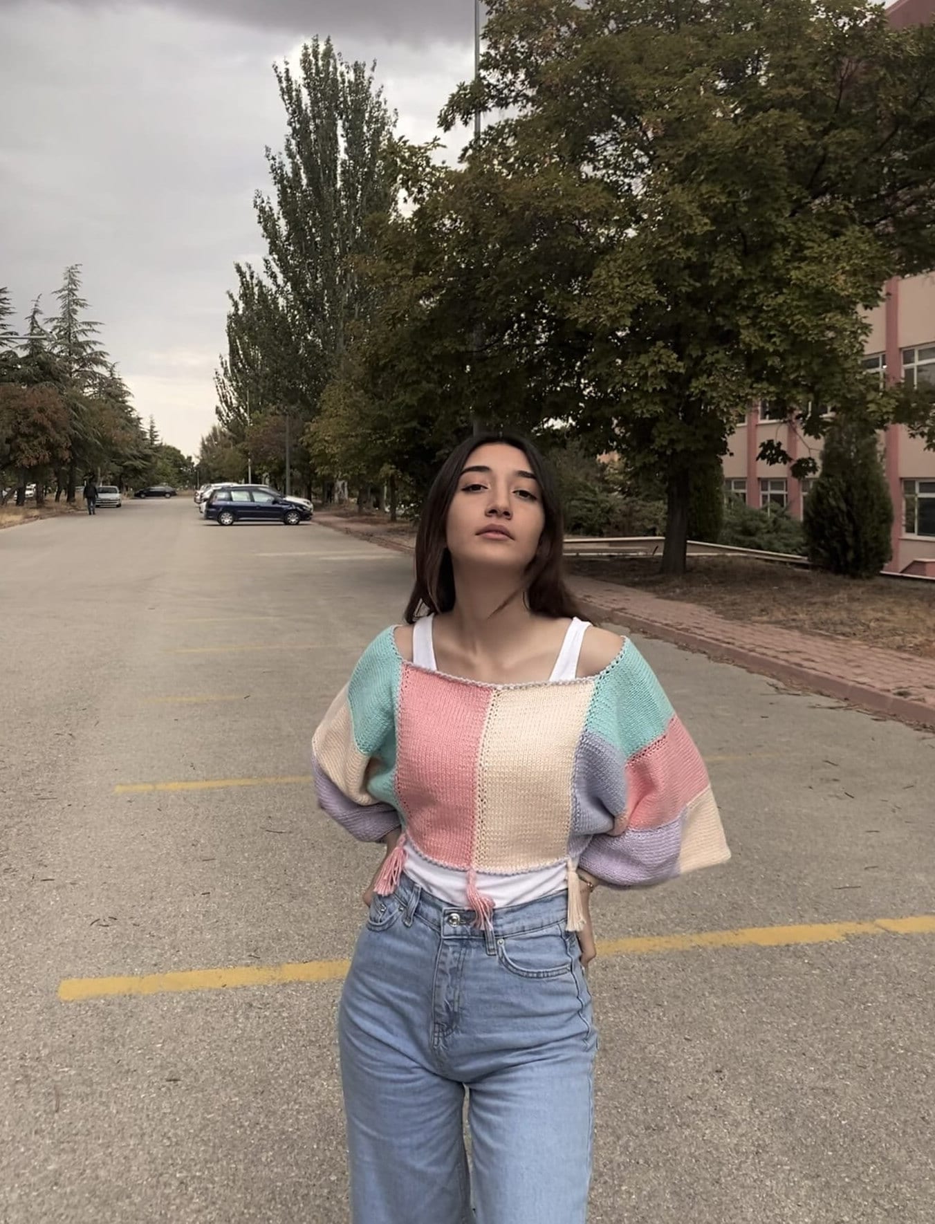 Handmade Knitted Rainbow crop top
