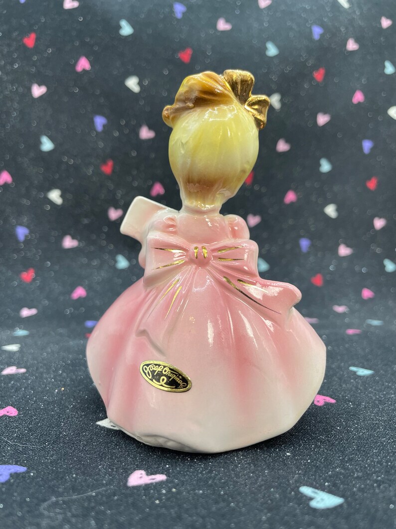 Rare Vintage Josef Original Girl in Pink Dress Red Hearts Etsy