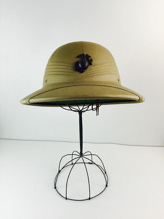 USMC Marine US Vietnam Era Jungle Pith Sun Helmet EGA Vintage Rare