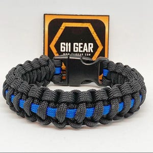 Thin Blue Line Police Dept Paracord Bracelet - Black with a Royal Blue stripe