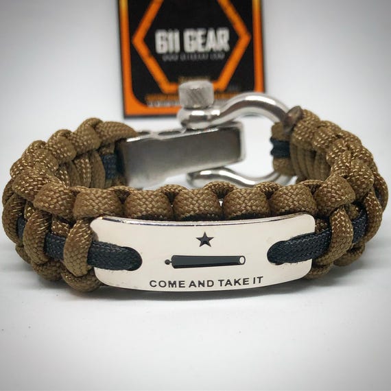 Come and Take It 550 Paracord Survival Bracelet -coyote Brown