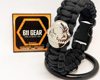 Silverfärgat Scuba/Dykarbubbla Paracord Armband - Svart Paracord