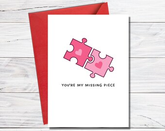 Tarjeta imprimible del día de San Valentín - Descarga instantánea - Tarjeta digital del Día de San Valentín - Plantilla de tarjeta - Eres la pieza que me falta