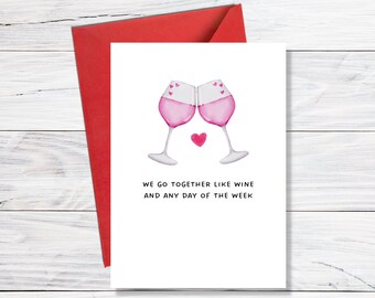 Listado de tarjetas imprimibles del día de San Valentín - Descarga instantánea - Tarjeta digital del Día de San Valentín - Plantilla de tarjeta - Vamos juntos como el vino