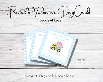 Tarjetas de San Valentín imprimibles para niños - Descarga instantánea - Tarjetas de San Valentín digitales - Etiquetas de San Valentín - Tarjeta de etiqueta Truck Loads of Love