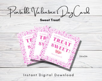 Tarjetas de San Valentín imprimibles - Descarga instantánea - Tarjetas de San Valentín digitales para niños - Etiquetas de San Valentín - Etiqueta Sweet Treat