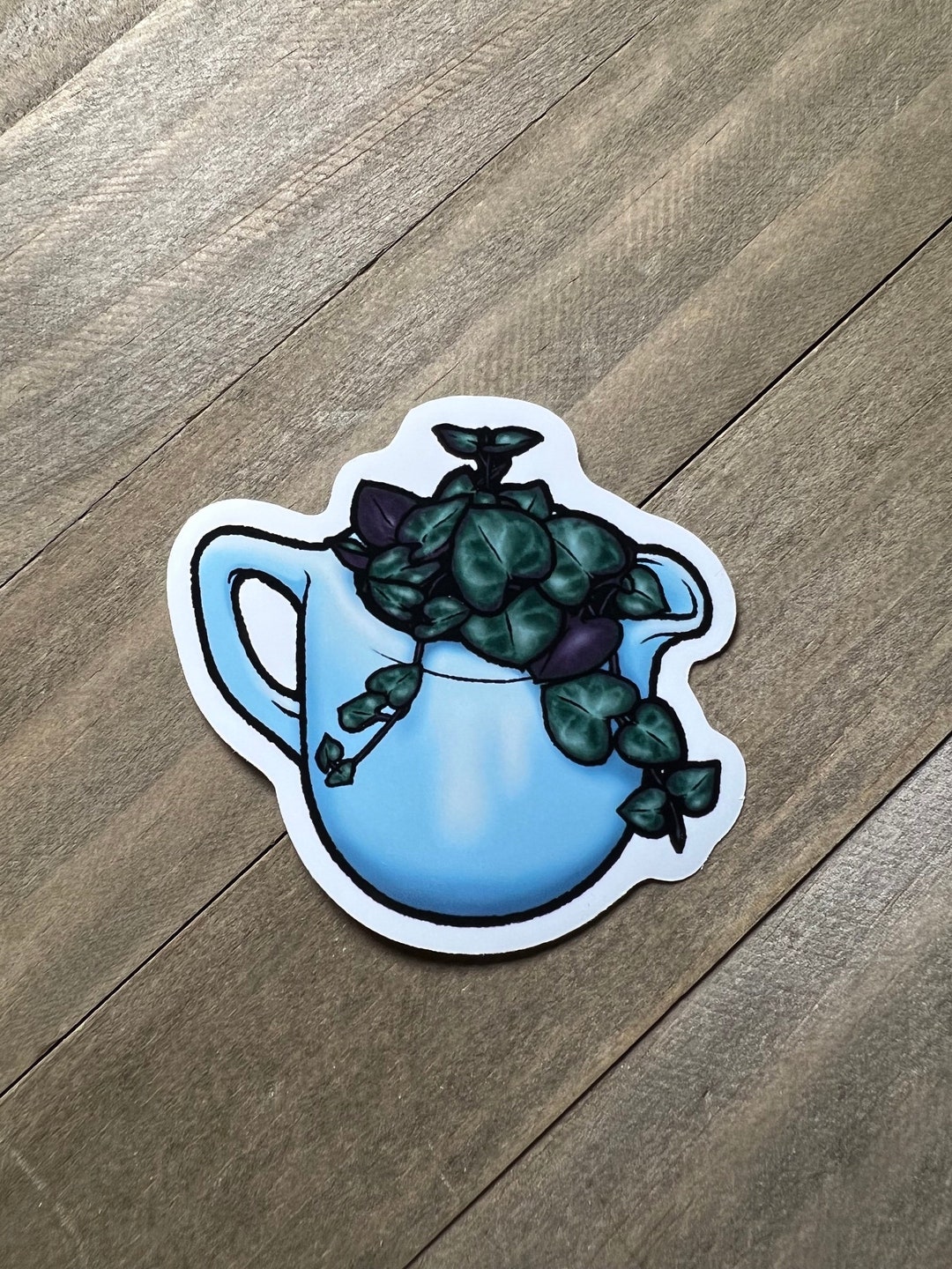 Cream Cup With Plant Sticker, Cute Planter Sticker, Aesthetic ...