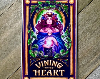 Pegatina de enredadera de corazón de 7,6 cm, pegatina de bruja, pegatina Art Nouveau, pegatina bonita, pegatina de vinilo, pegatina brillante, pegatina holográfica
