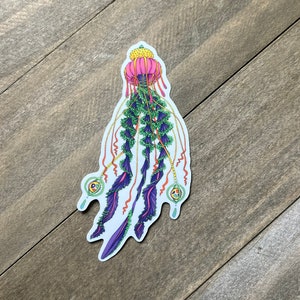 Space Jelly Sticker, 3 Inch, Jellyfish, Alien, Vinyl, Creature, Glossy, Rainbow, Stickers for Laptop, Gift
