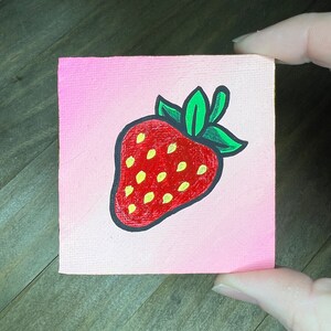 3 Inch Painting Acrylic on Canvas “Strawberry”