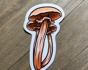 Tan Mushroom Sticker, 3 Inch (Lepiota Mushroom), Cute, Fungi, Vinyl, Glossy, Holographic, Magic, Stickers for Laptop, Gifts