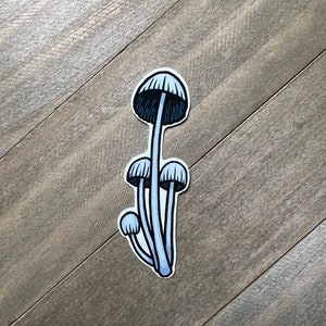 Blue Mushroom Sticker 3 Inch (Fairy Inkcap Mushroom), Cute Mushroom Sticker, Fungi Sticker, Vinyl Sticker, Glossy Sticker, Holographic
