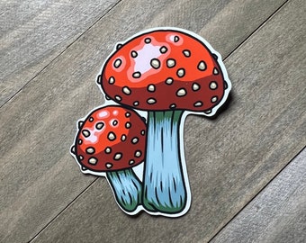 Red Mushroom Sticker 3 Inch (Fly Agaric Mushroom), Cute Mushroom Sticker, Vinyl Sticker, Glossy Sticker, Holographic Sticker