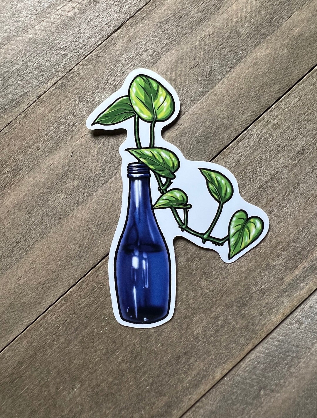 Blue Bottle Plant Sticker, Cute Planter Vinyl Sticker, Aesthetic ...