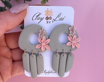 Handmade Polymer Clay Flower Earrings: Boho Chic Floral Jewelry