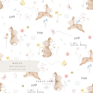 Joli motif de carreaux répétitifs sans couture de surface de lapin de Pâques aquarelle printemps, papier d'emballage numérique de scrapbooking en tissu de filles de lapin