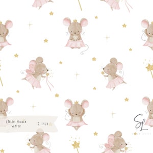 Papier numérique à motif répétitif sans couture pour surface de souris ballerine aquarelle mignonne, papier d'emballage numérique pour scrapbooking en tissu petites souris filles