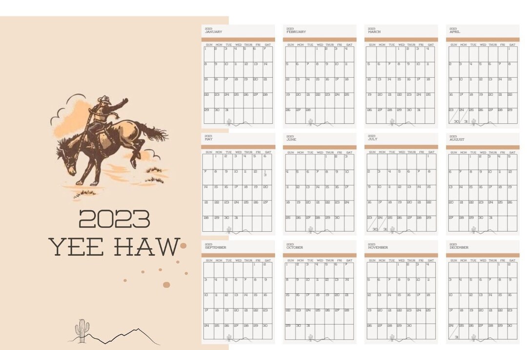 2023 Western Calendar Etsy
