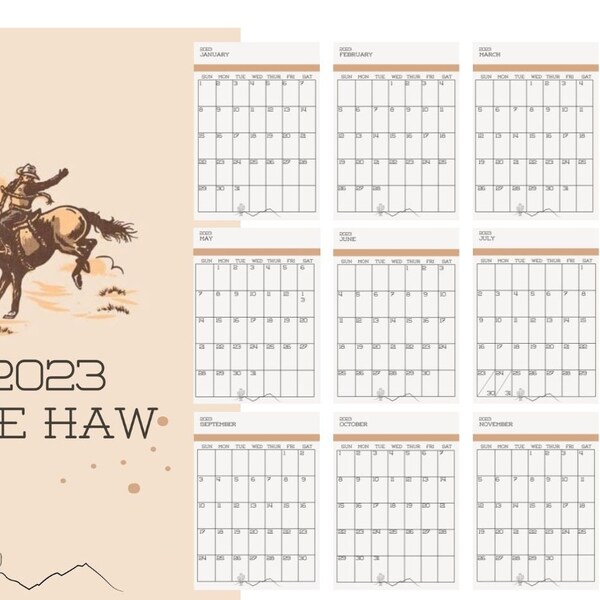 Western Desk Calendar Etsy