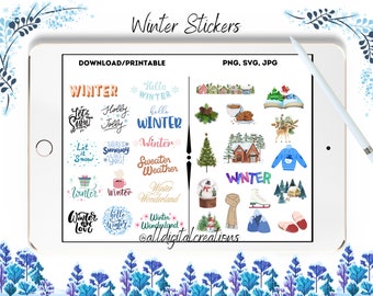 Goodnotes Winter Stickers for Planner - Etsy