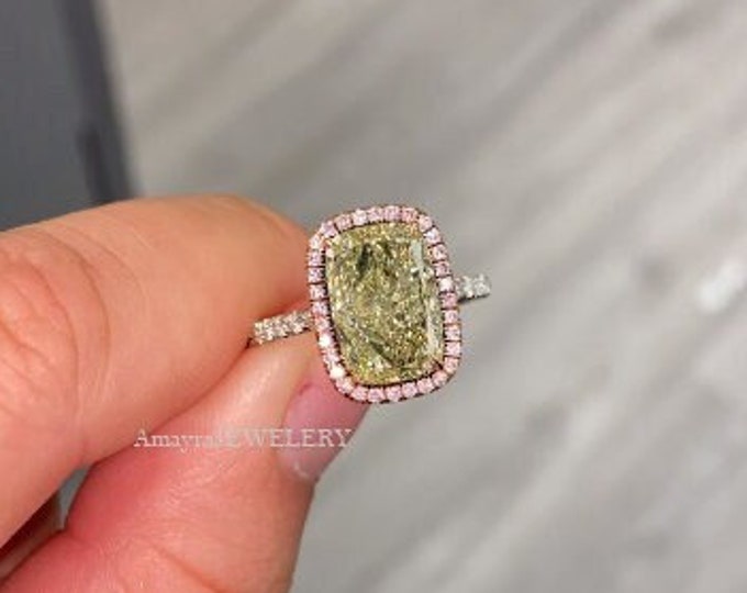4 CT Sweet Yellow Moissanite diamond ring by pink diamonds. Perfect to add to your ring stack or for your dream engagement ring.