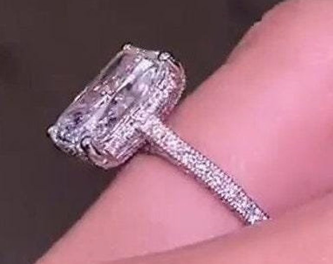 3.50 CT Radiant Halo Engagement Ring 14K Solid Gold Ring Moissanite Wedding Ring Thank You Gift For Women Anniversary Gifts Ring