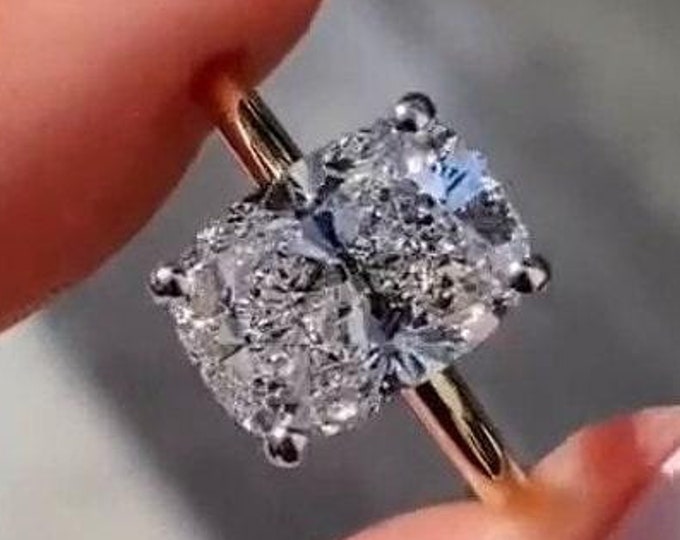 4 CT Elongated Cushion Cut Moissanite Engagement Ring 14K Solid Gold Promise Ring Anniversary Solitaire Art Deco Ring Vintage Wedding Ring