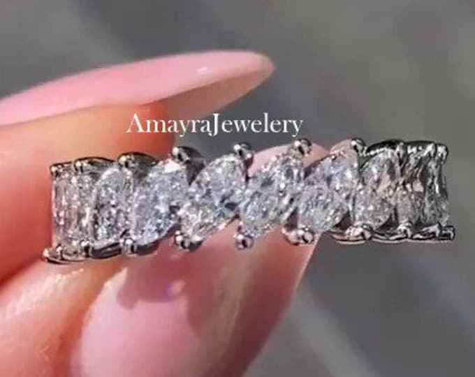 2.5 CT Marquise Cut Moissanite Engagement Ring Set Bridal Ring Set With Marquise Wedding Band Promise Ring Set Anniversary Ring Set
